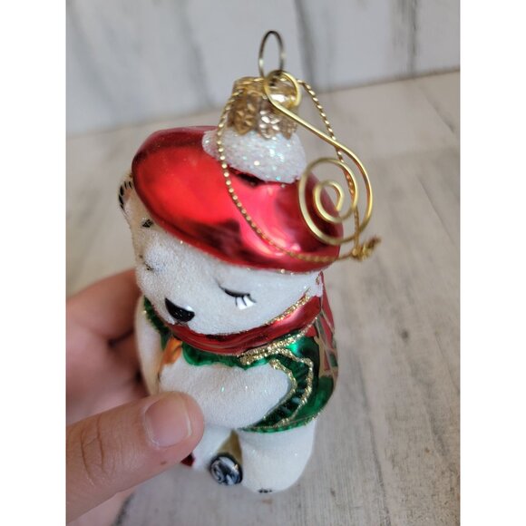 Vintage polar bear glitter blown glass golf ornament Xmas - Picture 7 of 8
